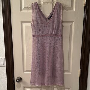 Vintage Betsey Johnson 90s Lavender Lace Slip Dress Sheer Overlay Grunge Fairy
